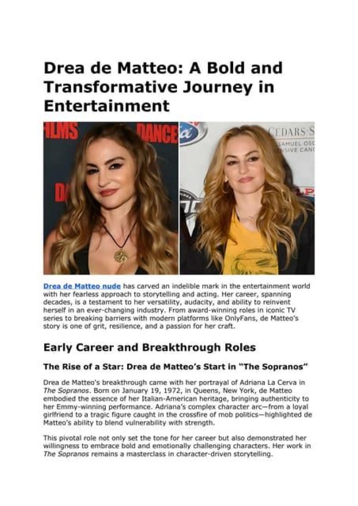 Drea De Matteo: A Journey Through Fame and Artistry