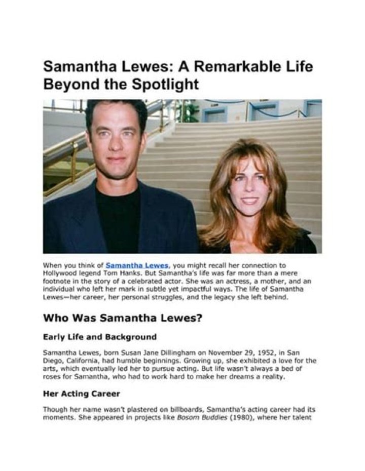 Unveiling the Life of Samantha Lewes: A Star Beyond the Shadows